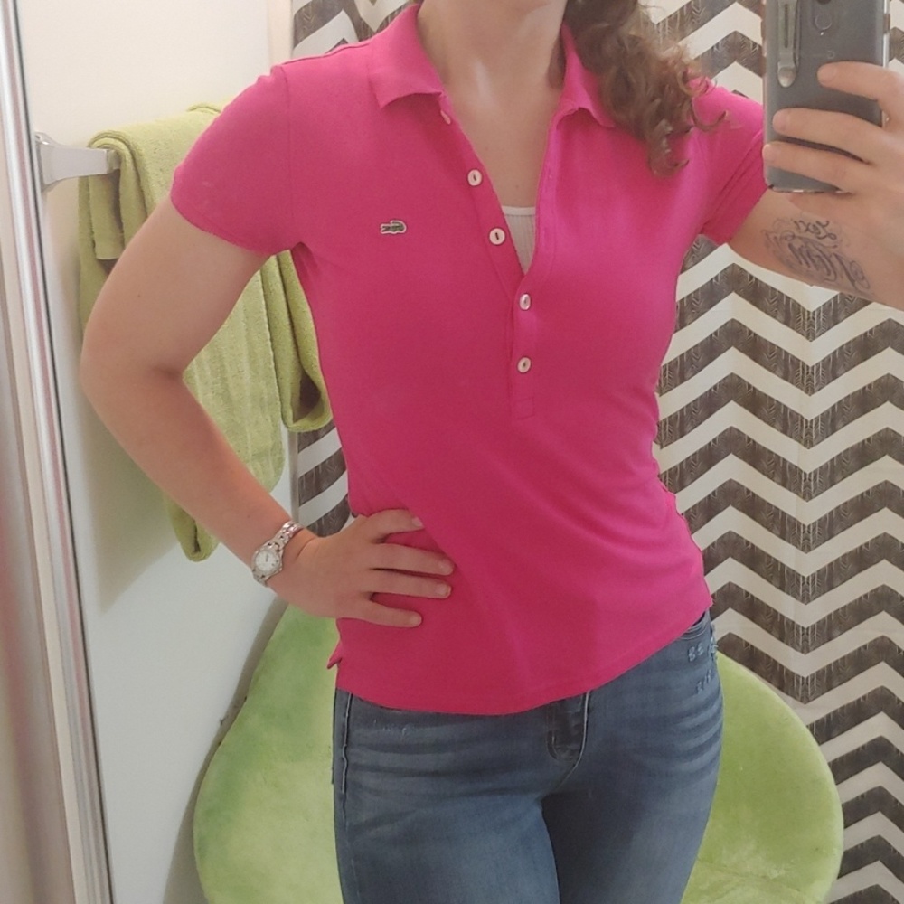 Pink Lacoste polo shirt